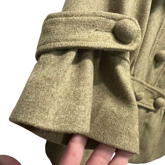 Anthropologie Tabitha Light Green Pleated Collar Peacoat SZ 4 Big Buttons - Picture 5 of 7